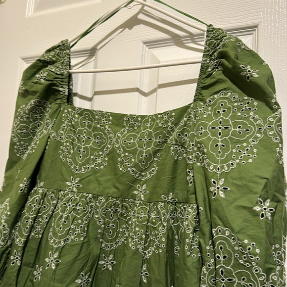 NWOT Zara Green Openwork Embroidered Dress Size S - Picture 4 of 4